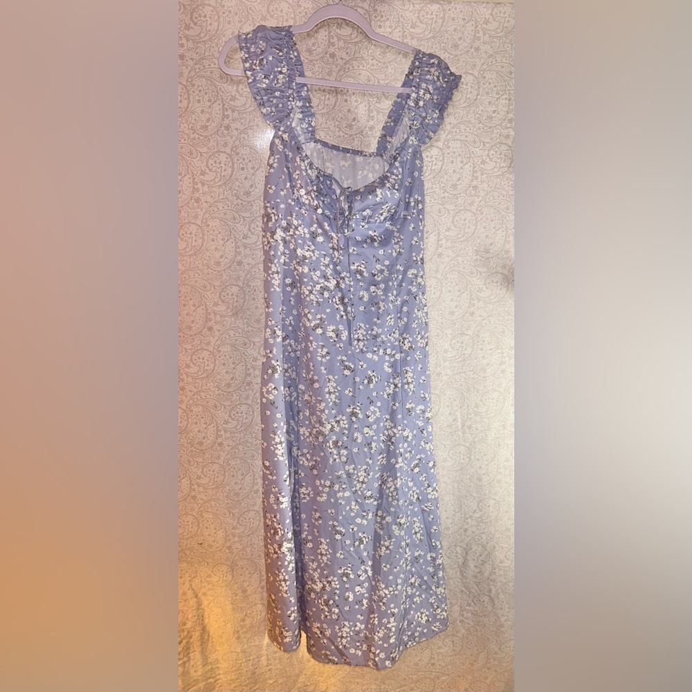 Cider Periwinkle Full Length Floral Dress